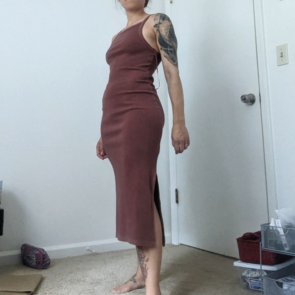 NWT Fitted Rib-Knit Midi Dress